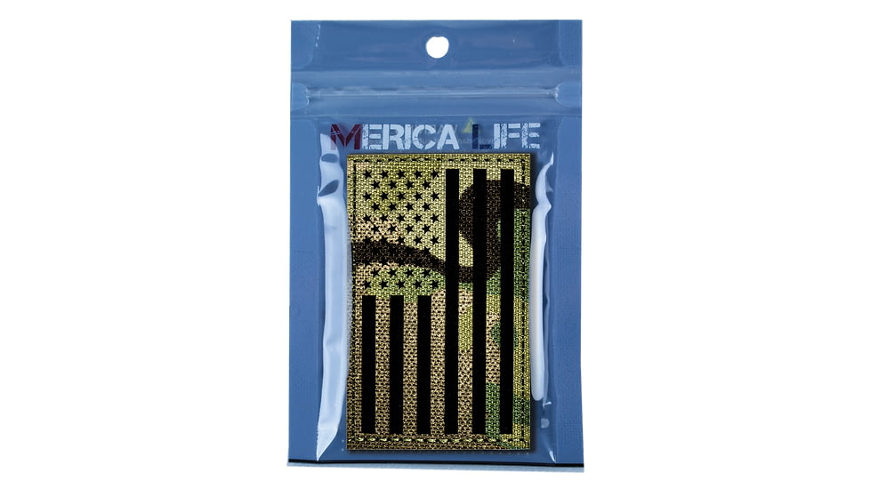 Merica Life Reflective Fabric US Flag Reverse Patch, Multi-Cam, 3 x 2in, REF-MC-FLAG-REV