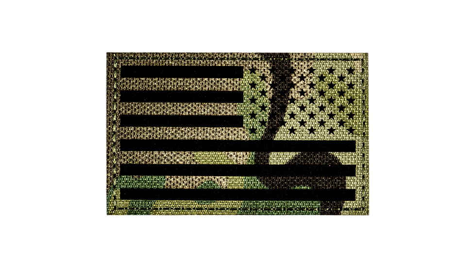 Merica Life Reflective Fabric US Flag Reverse Patch, Multi-Cam, 3 x 2in, REF-MC-FLAG-REV