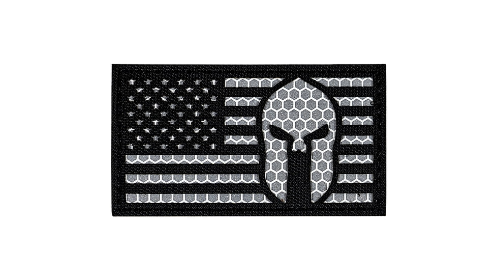 Merica Life Reflective Fabric US Flag w/ Molon Labe Spartan Patch, 3 x 2in, REF-USFLAG-SPARTAN