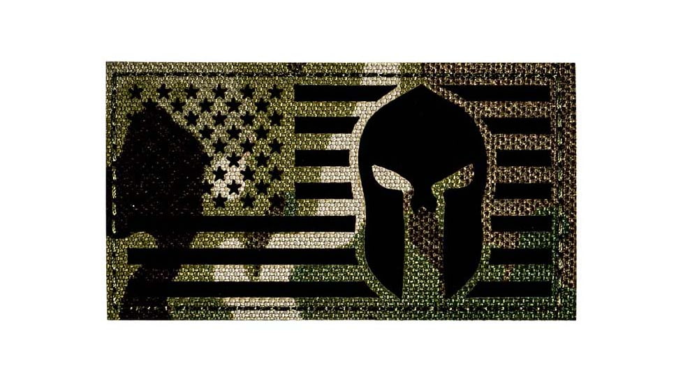 Merica Life Reflective Fabric US Flag with Spartan Molon Labe Patch, 3 x 2, REF-MC-FLAGSPAR
