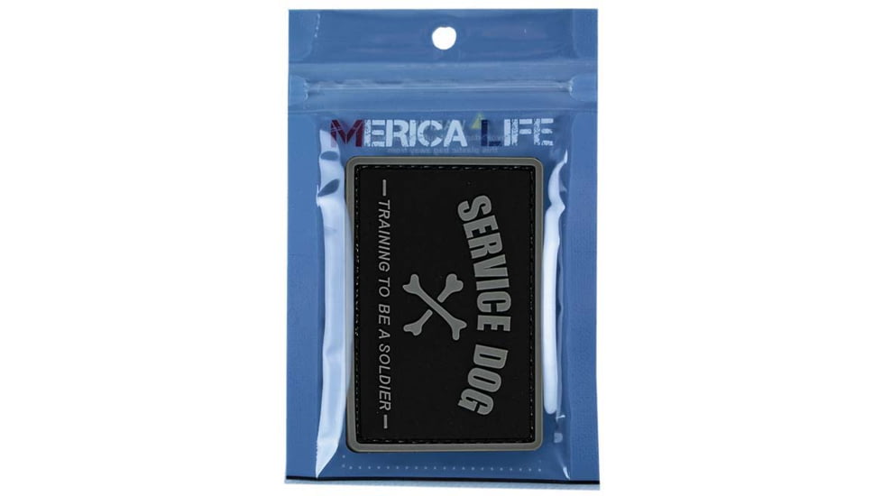 Merica Life Service Dog - Training to be a Soldier Patch, Black and Gray, 3 x 2, SERVICE DOG-SOLDIER