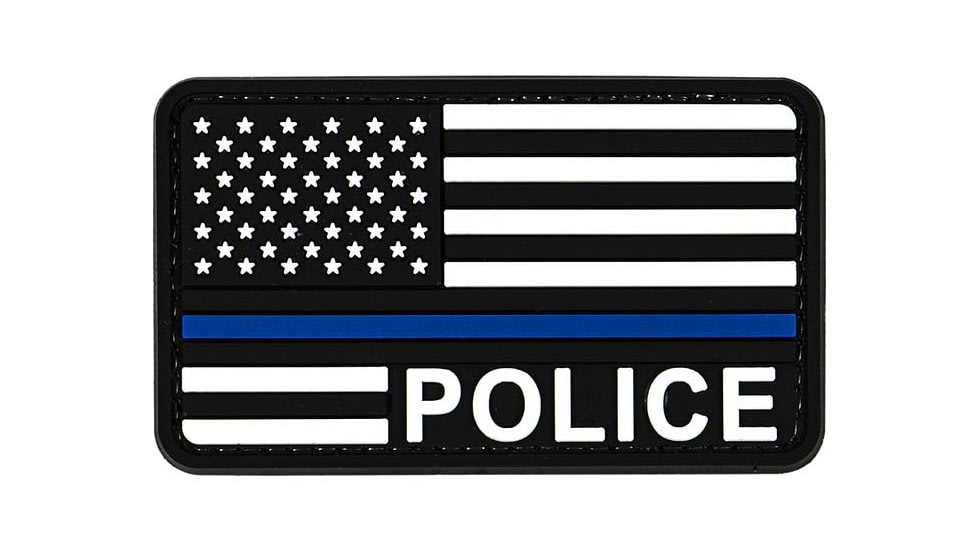 Merica Life US Flag Forward Thin Blue Line - Police Patch, 3 x 2, USFLAG-FORWARD-POLICE
