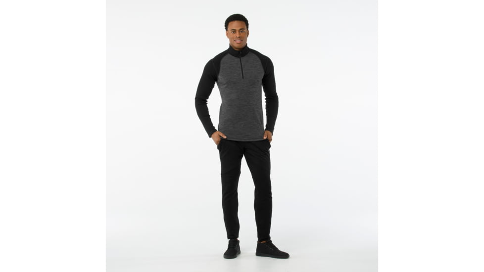 Smartwool Merino 250 Baselayer Pattern 1/4 Zip-Men's, Black, Extra Large, SW0NP616001-XXL