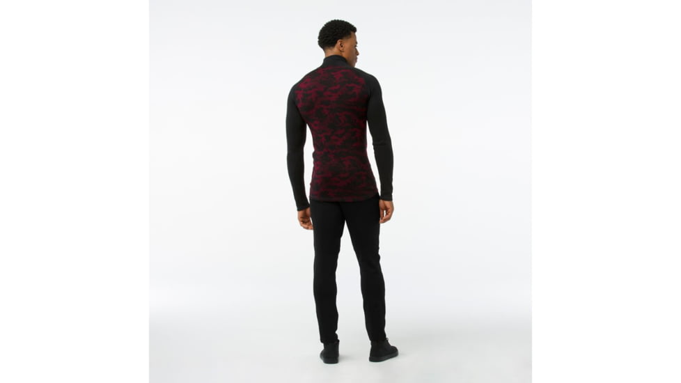Smartwool Merino 250 Baselayer Pattern 1/4 Zip-Men's, Black-Tibetan Red, Medium, SW0NP616A62-M