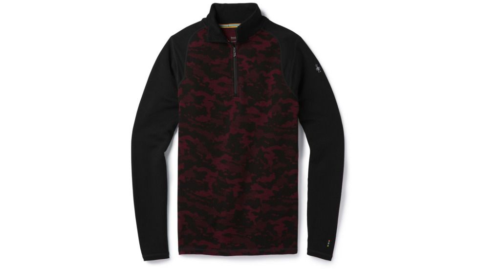 Smartwool Merino 250 Baselayer Pattern 1/4 Zip-Men's, Black-Tibetan Red, Medium, SW0NP616A62-M