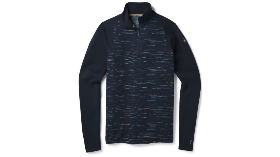 Smartwool Merino 250 Baselayer Pattern 1/4 Zip-Men's, Deep Navy-Bright Cobalt, Extra Large, SW0NP616A40-XL