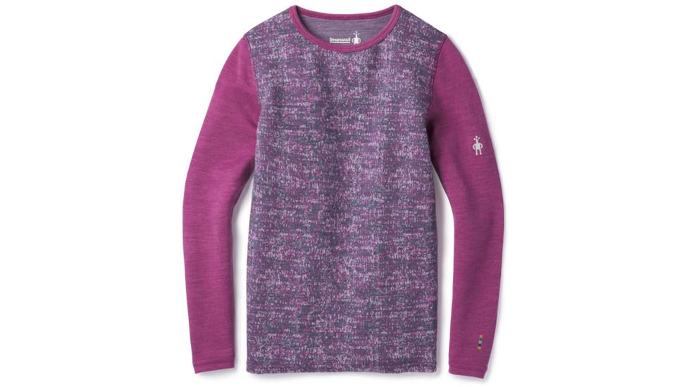 Smartwool Merino 250 Baselayer Pattern Crew-Boy's, Meadow Mauve, Extra Small, SW016122A22-XS