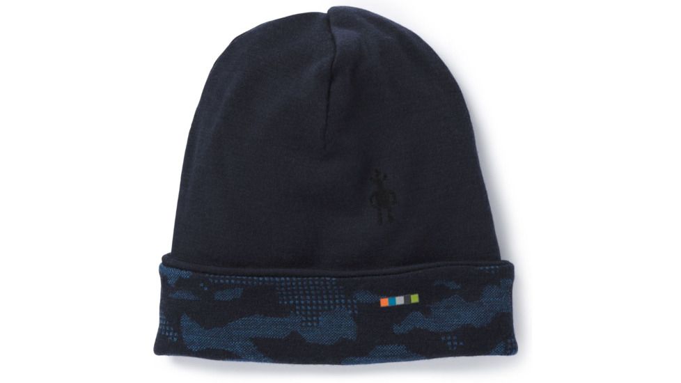 Smartwool Merino 250 Reversible Pattern Cuffed Beanie-Youth Unisex, Deep Navy-Bright Cobalt, Medium, SW018019A40-SM