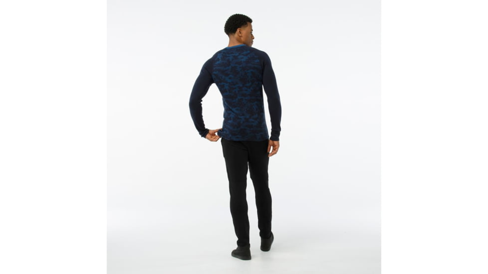Smartwool Merino 250 Pocket Crew-Men's, Deep Navy-Bright Cobalt, Medium, SW016084A40-M