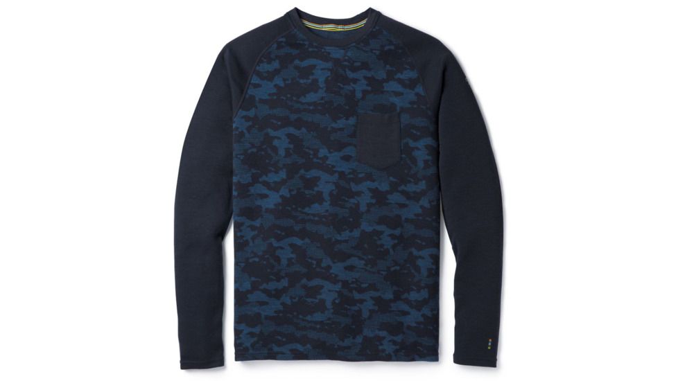 Smartwool Merino 250 Pocket Crew-Men's, Deep Navy-Bright Cobalt, Medium, SW016084A40-M