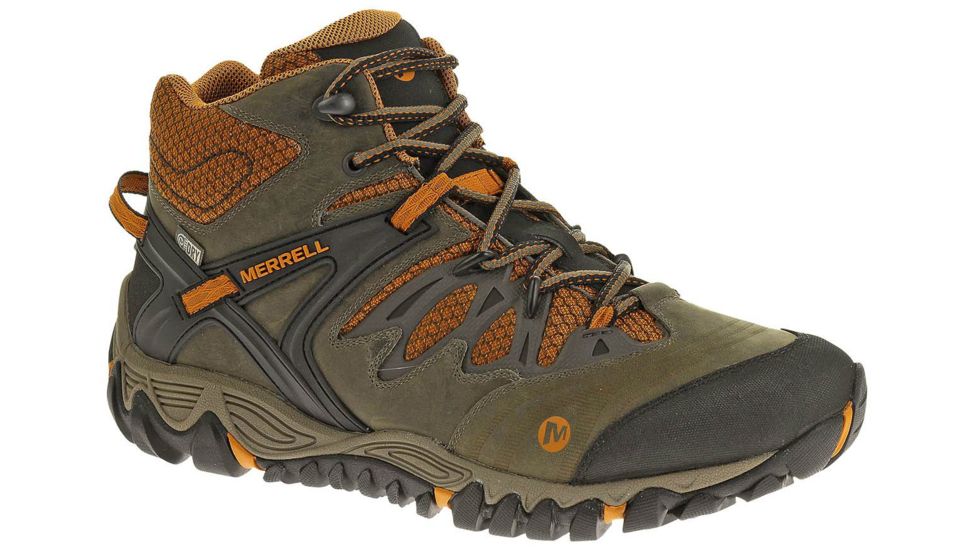 Merrell All Out Blaze Mid Waterproof Hiking Boot - Men's-Navy/Moss-Medium-8 US
