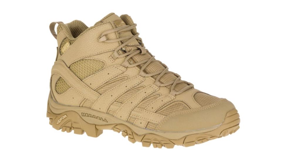 Merrell Tactical Moab 2 Mid Tactical Waterproof Boot - Mens, Coyote, 14, Wide J15849W-14