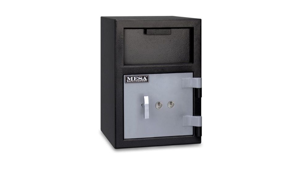 Mesa Safes Depository Safe,0.8 cu ft,8.75x13.75x11in,Key Lock,Two-Tone Black/Grey MFL2014K