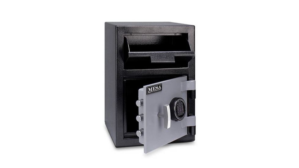 Mesa Safes Depository Safe,0.8 cu ft,8.75x13.75x11in,Combination Lock,Two-Tone Black/Grey MFL2014C