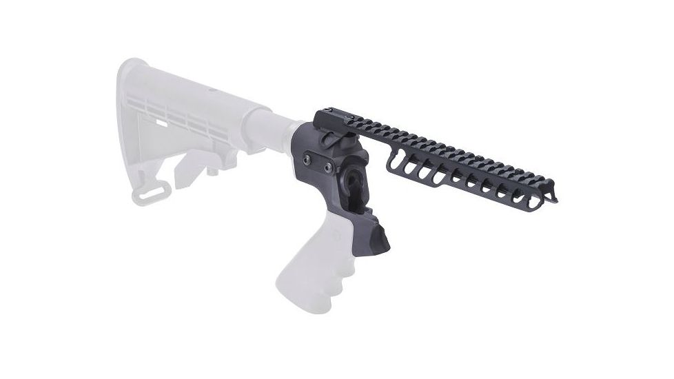 Mesa Tactical High-tube Telescoping Stock Adapter and Rail Kit for Moss 500/590 and Mav 88, 12-GA, 9.5 in rail, Black, 90620