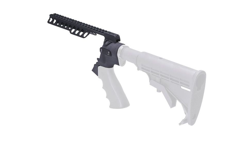 Mesa Tactical High-tube Telescoping Stock Adapter and Rail Kit for Moss 500/590 and Mav 88, 12-GA, 9.5 in rail, Black, 90620