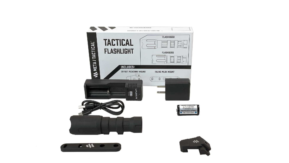 Meta Tactical Flashlight Kit w/ 18350 Battery Body, Black, MTA-FLASH18350-BK-KIT
