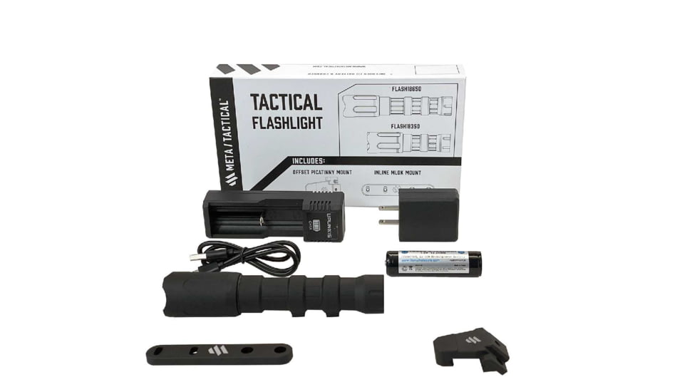 Meta Tactical Flashlight Kit w/ 18650 Battery Body, Black, MTA-FLASH18650-BK-KIT