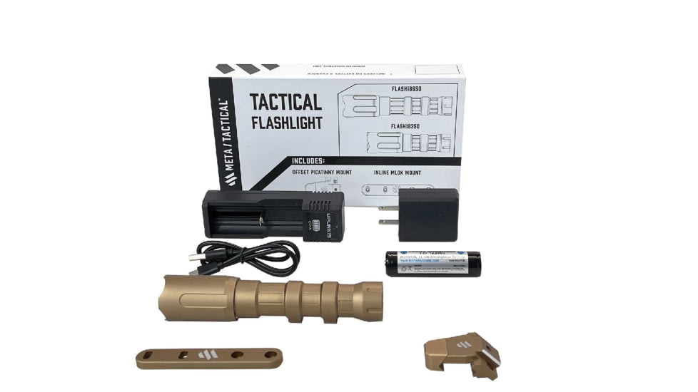 Meta Tactical Flashlight Kit w/ 18650 Battery Body, Tan, MTA-FLASH18650-TN-KIT