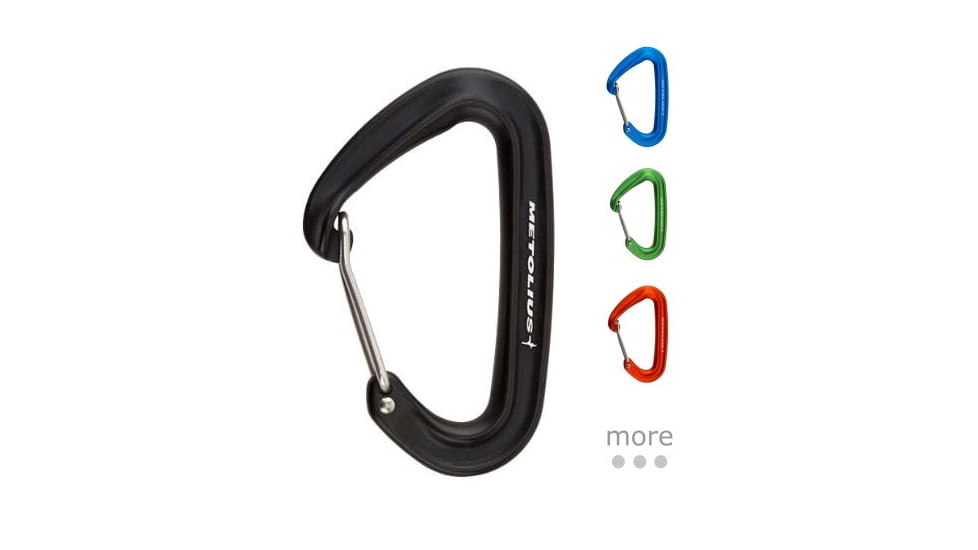 Metolius Bravo II Wiregate Carabiners, Black, Blue, Green, Orange, Red, Yellow