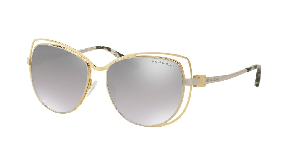 Michael Kors AUDRINA I MK1013 Single Vision Prescription Sunglasses MK1013-11196V-58 - Lens Diameter 58 mm, Frame Color Gold Silver
