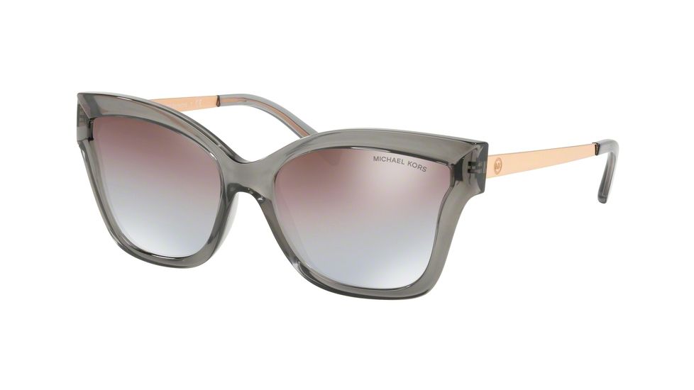 Michael Kors BARBADOS MK2072 Sunglasses 329994-56 - Grey Transparent Injected Frame, Brown Purple Flash Lenses
