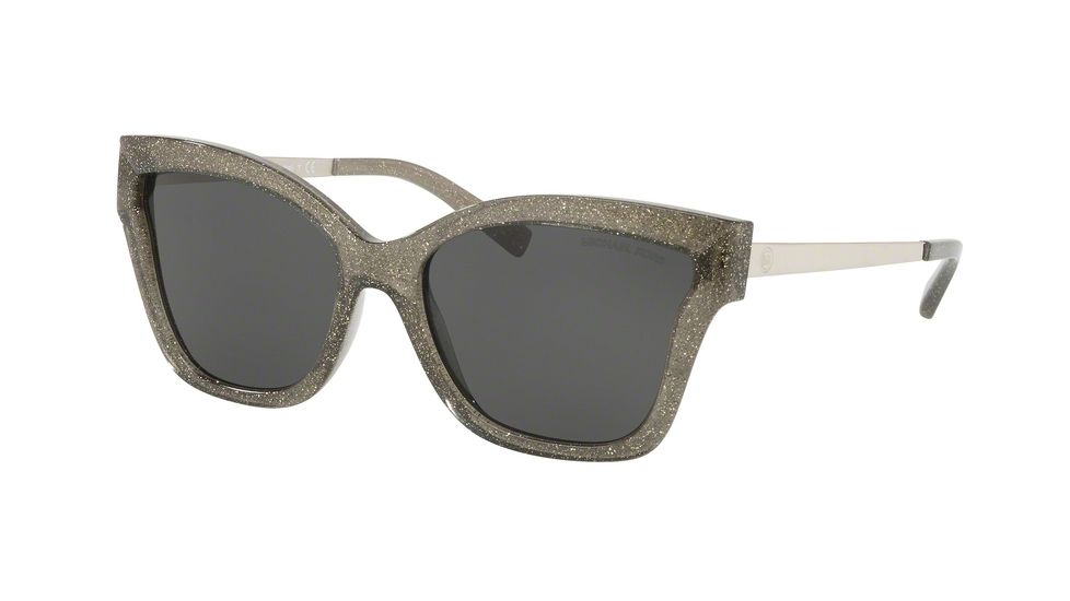 Michael Kors BARBADOS MK2072 Sunglasses 335187-56 - Black Glitter Frame, Dark Grey Solid Lenses