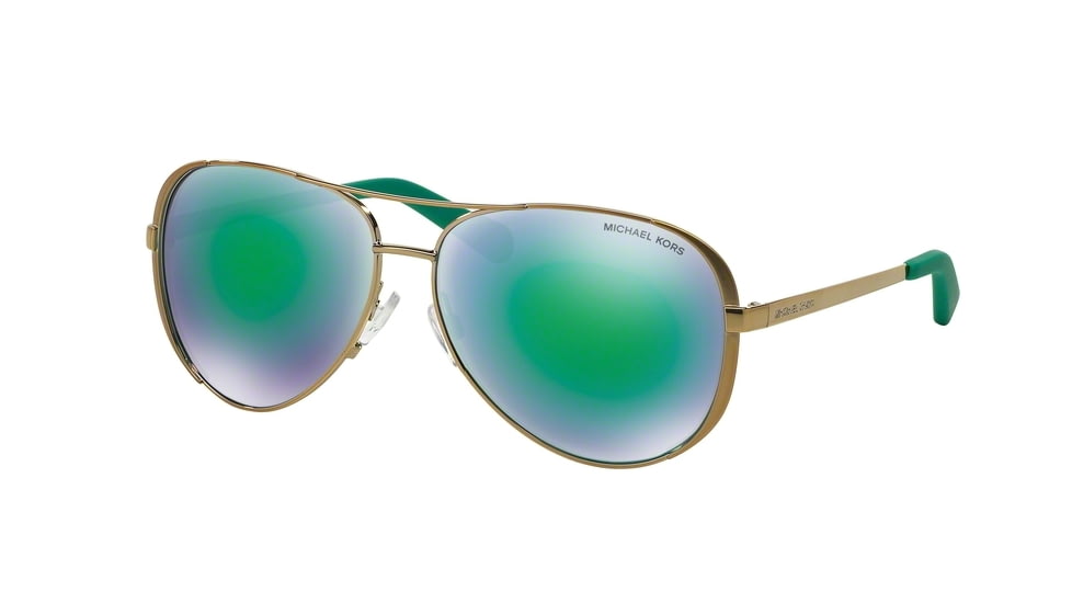Michael Kors CHELSEA MK5004 Sunglasses 10043R-59 - Gold Frame, Green Mirror Lenses
