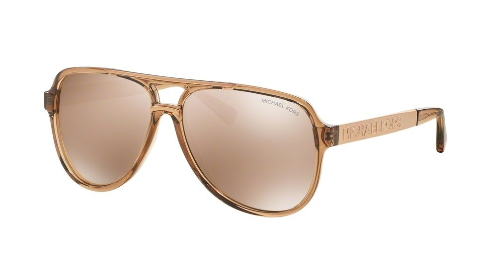 Michael Kors CLEMENTINE II MK6025 Sunglasses 3092R1-60 - Brown Transparent/rose Gold Frame, Rose Gold Flash Lenses