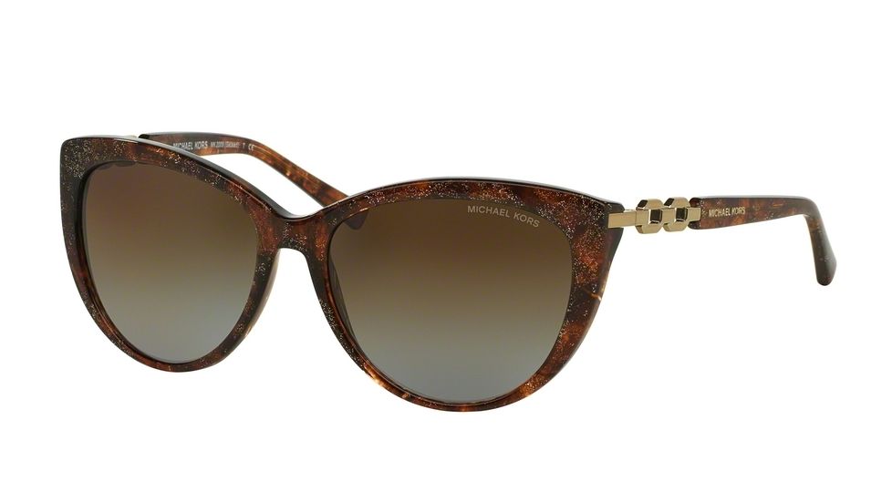 Michael Kors GSTAAD MK2009 Single Vision Prescription Sunglasses MK2009-4041T5-56 - Lens Diameter 56 mm, Frame Color Brown Sparkle
