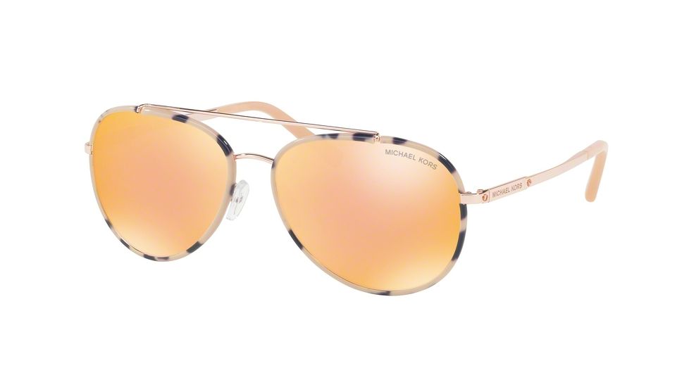 Michael Kors IDA MK1019 Single Vision Prescription Sunglasses MK1019-11657J-59 - Lens Diameter 59 mm, Frame Color Pink Tortoise/rose Gold-tone