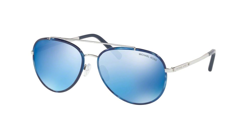 Michael Kors IDA MK1019 Single Vision Prescription Sunglasses MK1019-116755-59 - Lens Diameter 59 mm, Frame Color Navy/silver-tone