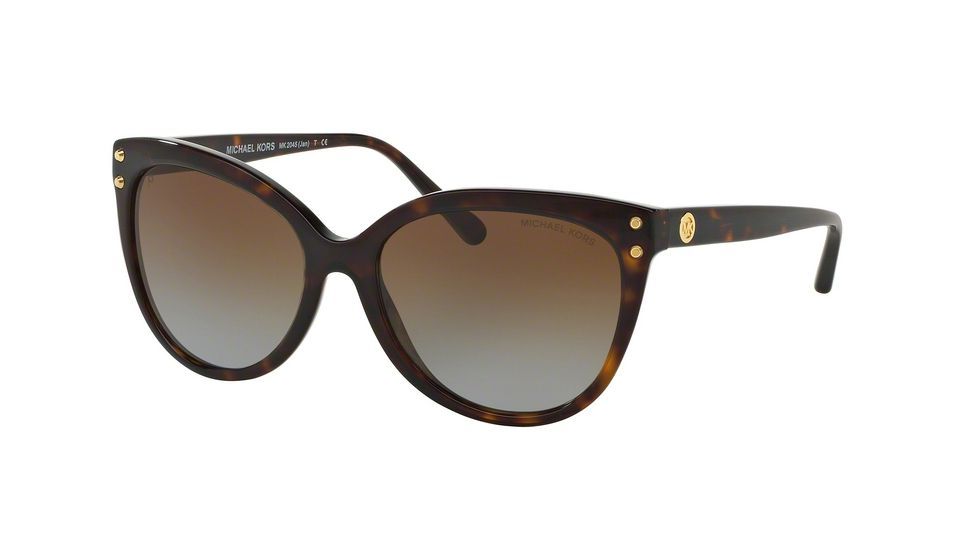 Michael Kors JAN MK2045 Single Vision Prescription Sunglasses, 55mm, Dark Tortoise Acetate, MK2045-3006T5-55-SV
