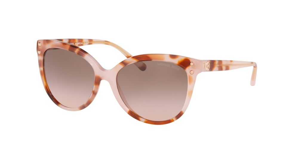 Michael Kors JAN MK2045 Single Vision Prescription Sunglasses, 55mm, Milky Coral Tortoise, MK2045-379111-55-SV