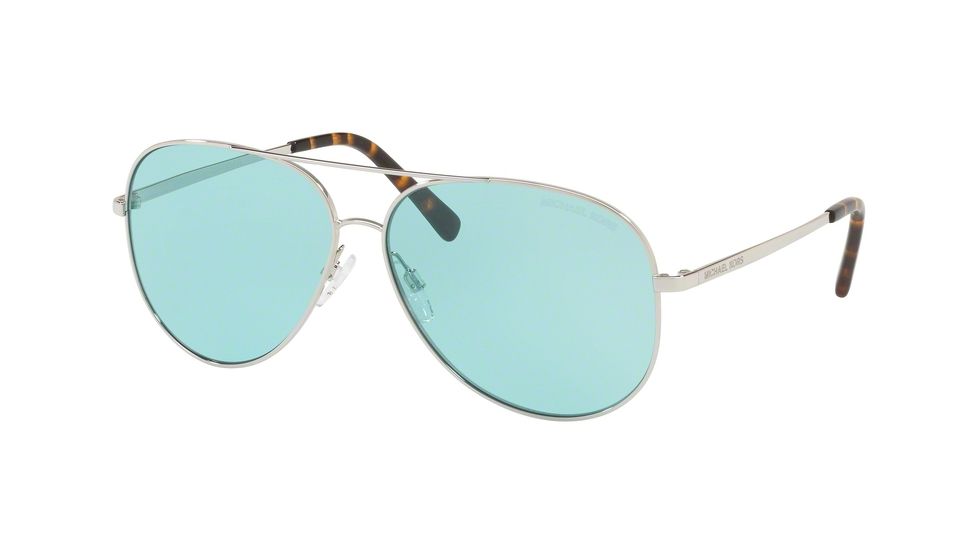 Michael Kors KENDALL I MK5016 Sunglasses 113765-60 - Shiny Silver - Tone Frame, Teal Solid Lenses