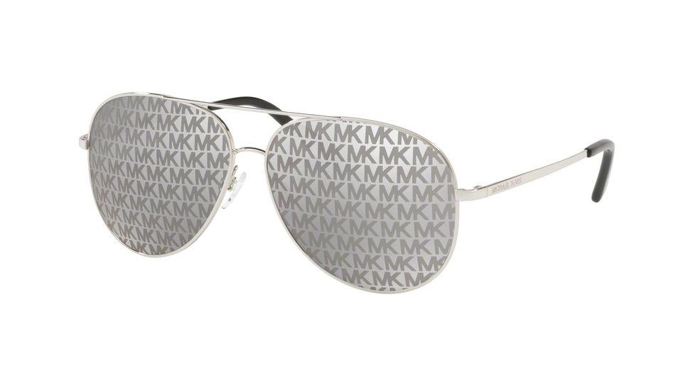 Michael Kors KENDALL I MK5016 Sunglasses 1137R0-60 - Shiny Silver Frame, Lavendar Printed Mirror Lenses