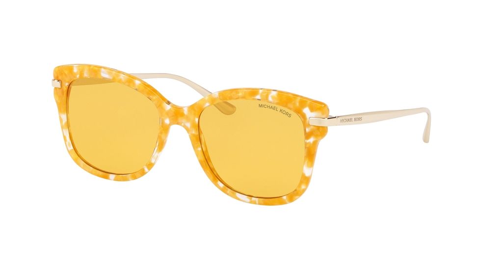 Michael Kors LIA MK2047 Single Vision Prescription Sunglasses, 53mm, Golden Yellow, MK2047-338185-53-SV