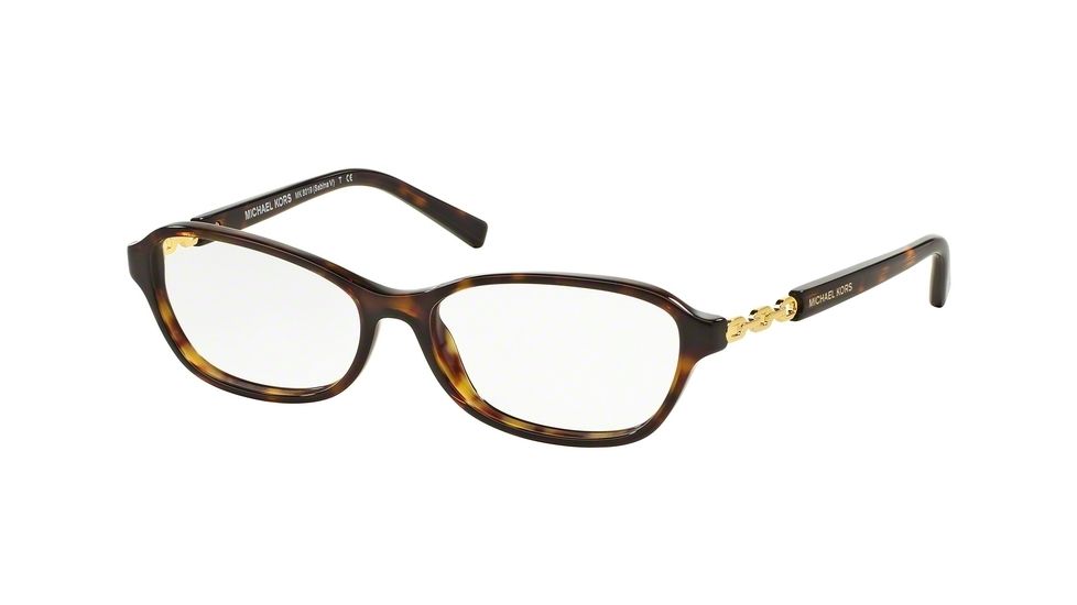 Michael Kors MK8019F Eyeglass Frames 3106-53 - Dk Tortoise/gold Frame