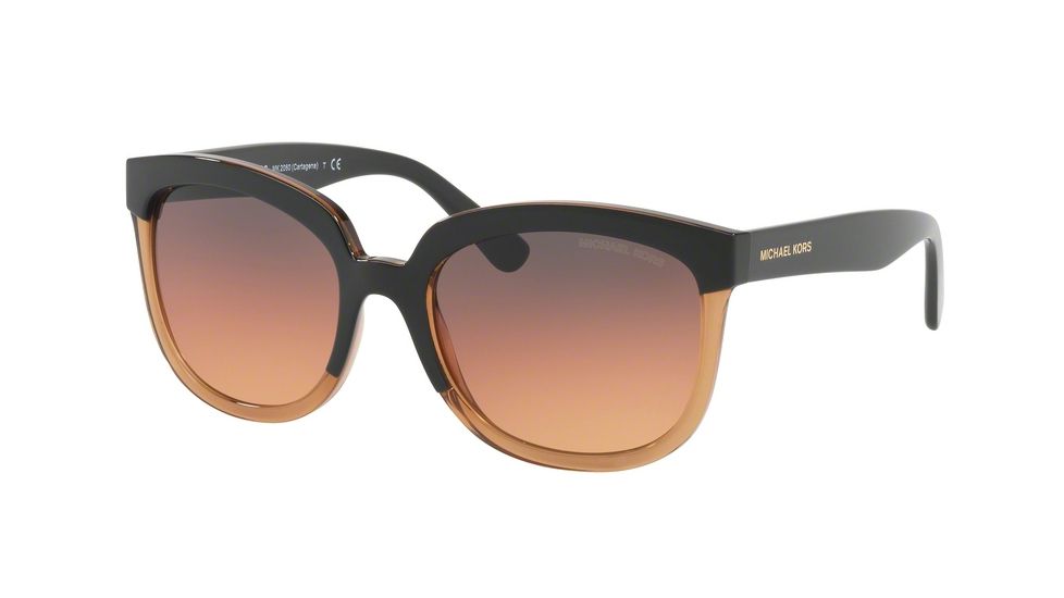 Michael Kors PALMA MK2060 Single Vision Prescription Sunglasses MK2060-3319H4-55 - Lens Diameter 55 mm, Frame Color Black/amber Crystal