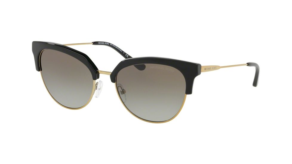 Michael Kors SAVANNAH MK1033 Progressive Prescription Sunglasses, 54mm, Black/shiny Pale Gold-tone, MK1033-32698E-54-PRO