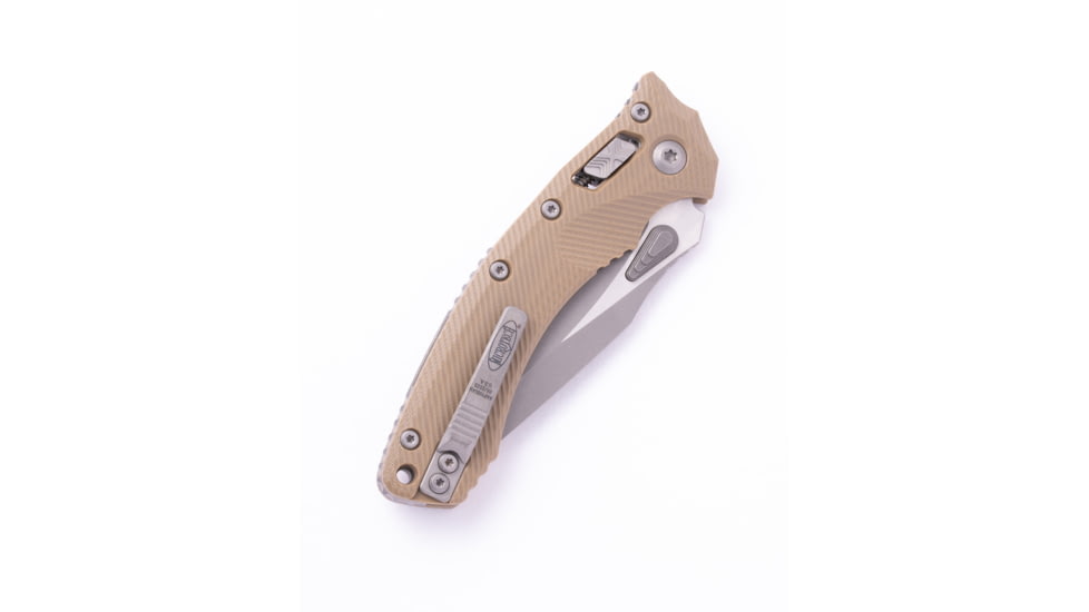 Microtech Amphibian Apocalyptic Fluted Standard 3.875in Folding Knife, Manual Folder, Tan, 137RL-10APFLGTTA