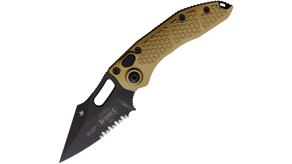 Microtech Auto Stitch Button Lock Tan, MCT1692TA