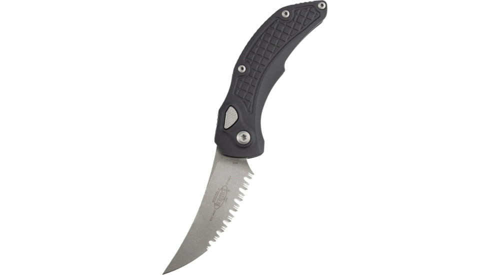 Microtech Brachial S/E Apocalyptic Full Serrate 3.25in Folding Knife, Black, 268A-12AP