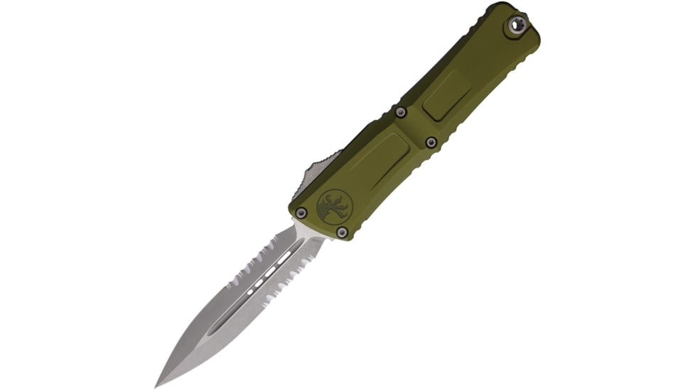 Microtech Combat Troodon D/E Gen III Apocalyptic Partial Serrated 4in Automatic Folding Knife, OD Green, 1142-11APOD