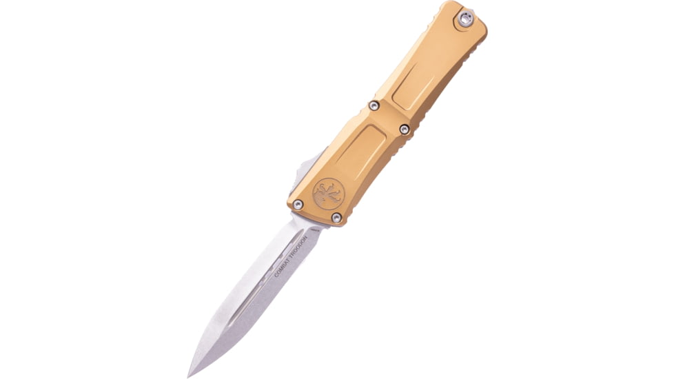 Microtech Combat Troodon D/E Gen III Stonewash Standard 4in Folding Knife, Tan Stonewash, 1142-10TA