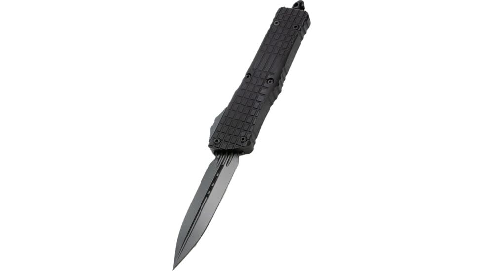 Microtech Combat Troodon Delta Frag Shadow Fluted DLC Hareware Nickel Boron Internals 3.8in Folding Knife, Black, 142-1CT-DSH