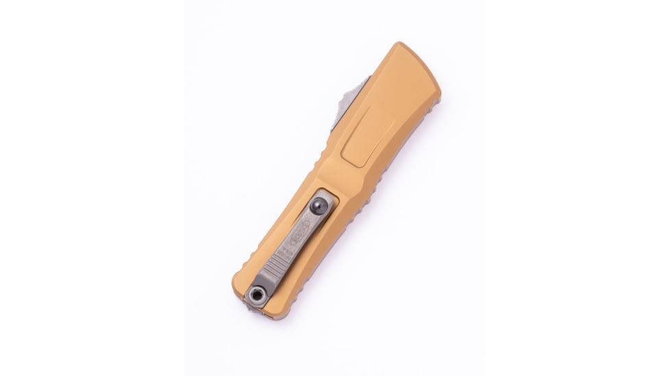 Microtech Combat Troodon Gen III Bowie Apocalyptic Standard 4.13in Automatic Folding Knife, Tan, 1146-10APTA