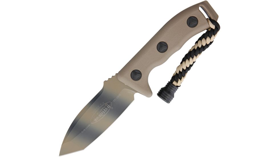 Microtech Currahee T/E Fixed Blade Knife, 4.5in, Standard Edge, Tanto, Camo, Synthetic Handle MCT1031TC