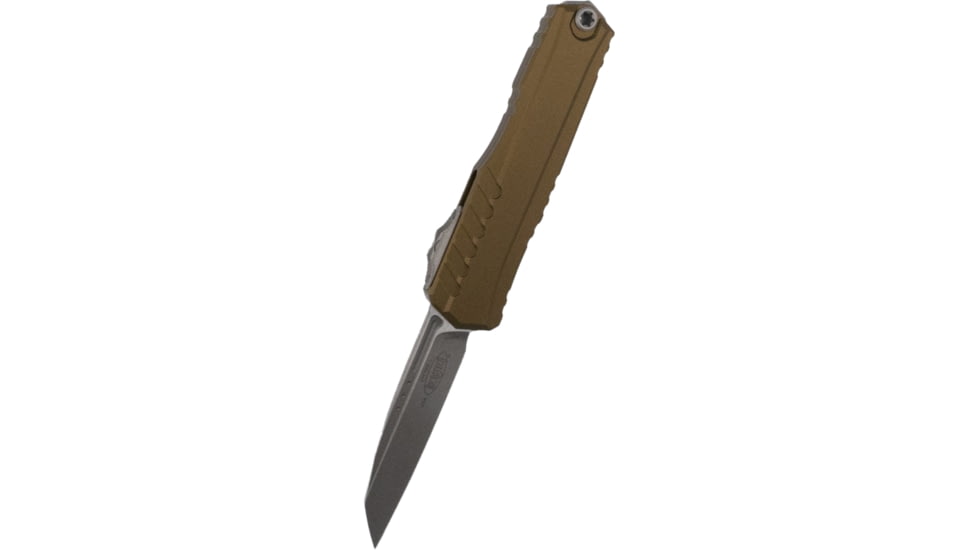 Microtech Cypher II D/E Part Serrate 3.55in Folding Knife, Od Green Apocalyptic, 1242-11APOD
