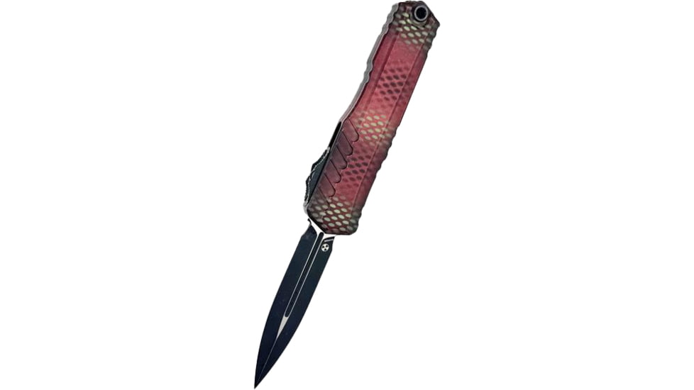 Microtech Cypher II D/E Signature Series X-51 Standard 3.55in Folding Knife, Red, 1242-1RDX51S